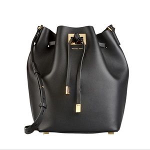 Michael Kors Collection Miranda Bucket Leather Crossbody Bag Black